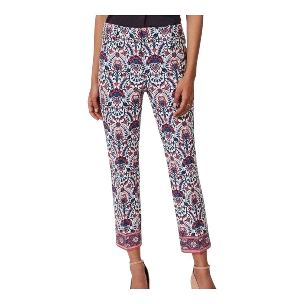 Ann Taylor LOFT Marisa Pants Womens 4 Multicolor Paisley Ankle Crop Stretch Boho